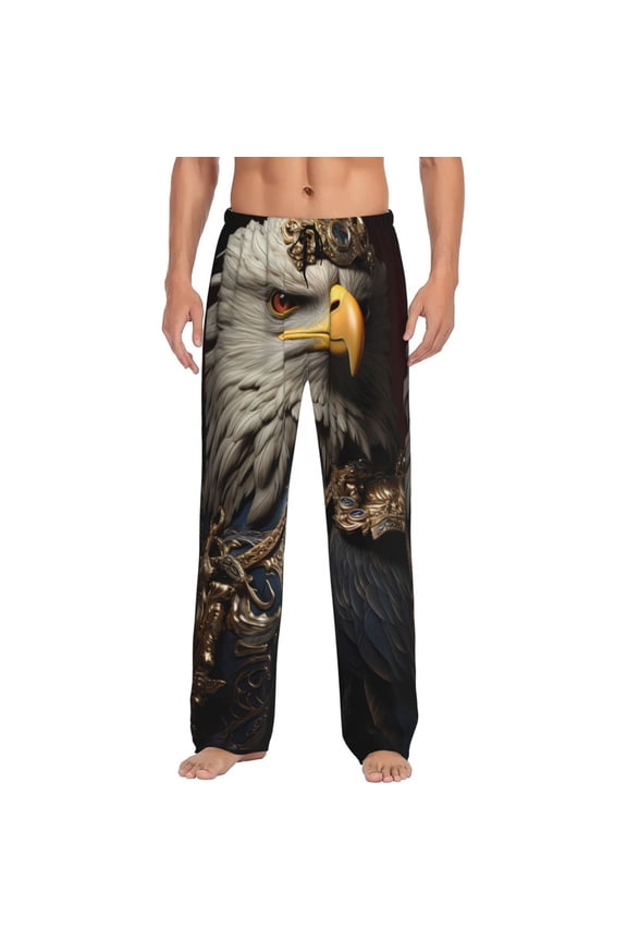Noble Style Bald Eagle Print Pajama Pants for Men,Men’s Pajama Bottoms,Mens PJ Pants with Pockets & Button Fly-3X-Large