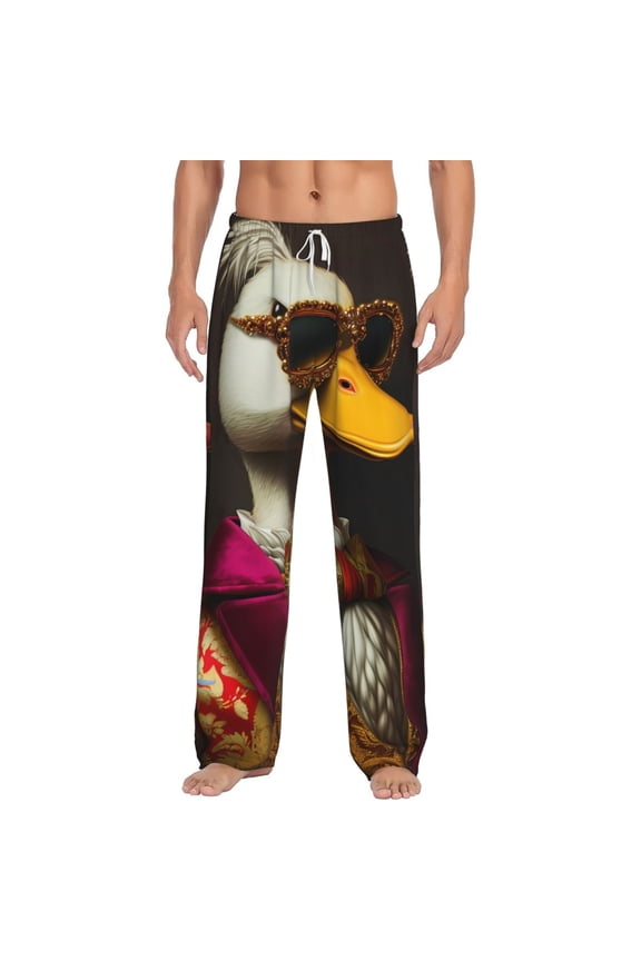 Noble Style Duck Print Pajama Pants for Men,Men’s Pajama Bottoms,Mens PJ Pants with Pockets & Button Fly-XX-Large
