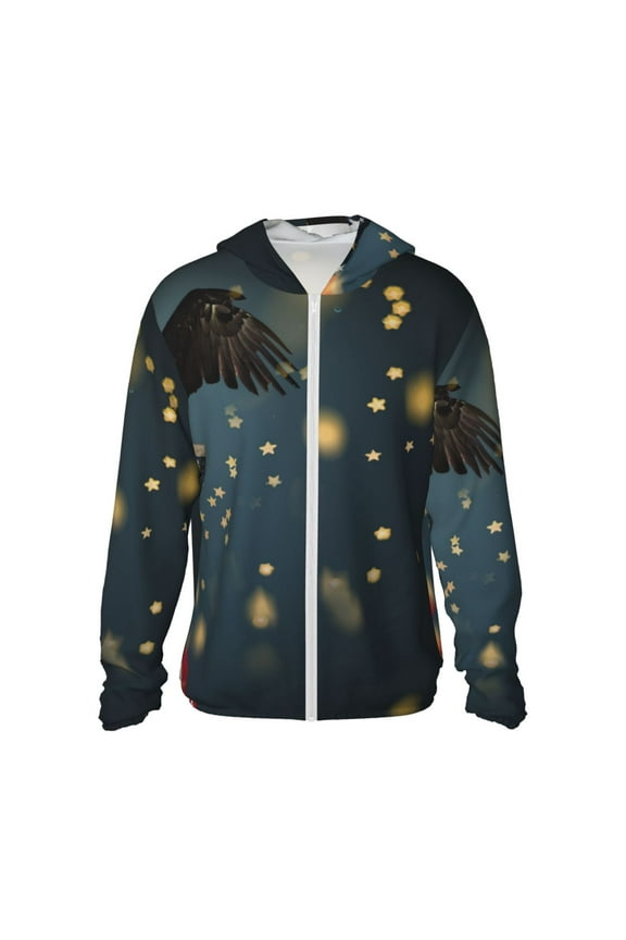 North American Bald Eagle Print Men's Women Light Jacket Full Zip Sun Protection Hoodie Long Sleeve Sun Shirts for Men Hiking Fishing Zip Pockets-Large