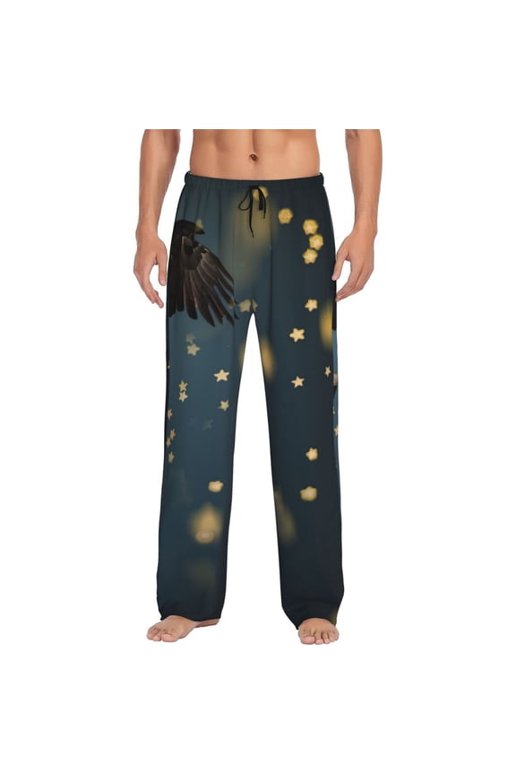 North American Bald Eagle Print Pajama Pants for Men,Men’s Pajama Bottoms,Mens PJ Pants with Pockets & Button Fly-3X-Large