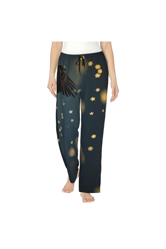 North American Bald Eagle Print Women Pajama Pants,Comfy Pj Bottom with Pockets & Drawstring,Stretch Casual Sleepwear-Medium