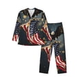 thumbnail image 1 of Logiee North American Bald Eagle1 Print Mens Long Sleeve Pajama Set,Notched Collar Pajamas for Men, Men's Sleepwear,Mens Sleepwear with Pockets & Button Down-Medium, 1 of 7