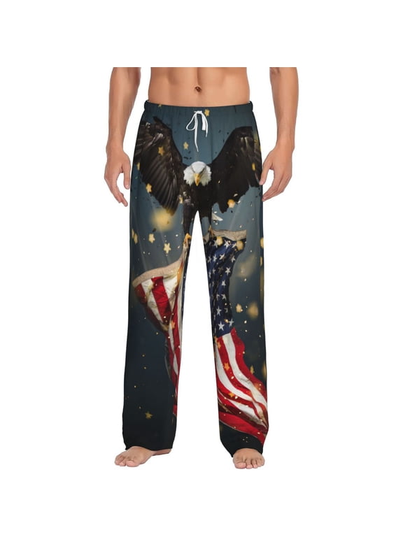 North American Bald Eagle1 Print Pajama Pants for Men,Men’s Pajama Bottoms,Mens PJ Pants with Pockets & Button Fly-3X-Large