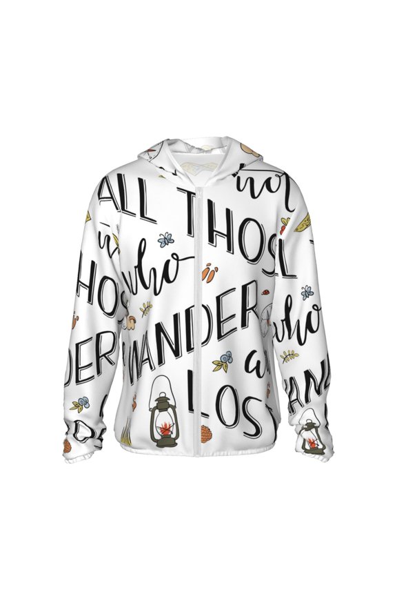Not All Those Who Wander Are Lost 3 Print Men's Women Light Jacket Full Zip Sun Protection Hoodie Long Sleeve Sun Shirts for Men Hiking Fishing Zip Pockets-Small