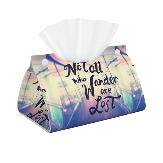 Logiee Not All Those Who Wander Are Lost Print Tissue Box Cover,Stylish Tissue Box Holder Decorative Tissue Cover for Bathroom Toilet Bedroom Living Room Table Desk Office