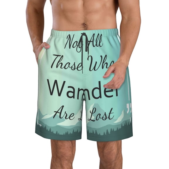 Logiee Not All Those Who Wander Are Lost1 Print Mens Swim Trunks Quick Dry Board Shorts,Breathable Hawaii Beach Shorts Swimwear Bathing Suits-Medium