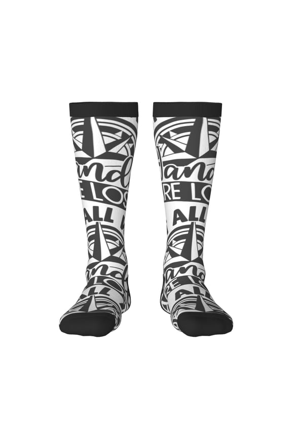 Not All Who Wander Are Lost2 Print Gift Stocking Stuffers,Adult Stockings,Novelty Socks,Funny Socks Birthday Running Walking Sleeping