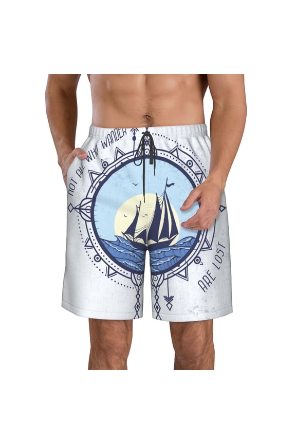 Not All Who Wander Are Lost2 Print Mens Swim Trunks Quick Dry Board Shorts,Breathable Hawaii Beach Shorts Swimwear Bathing Suits-X-Large