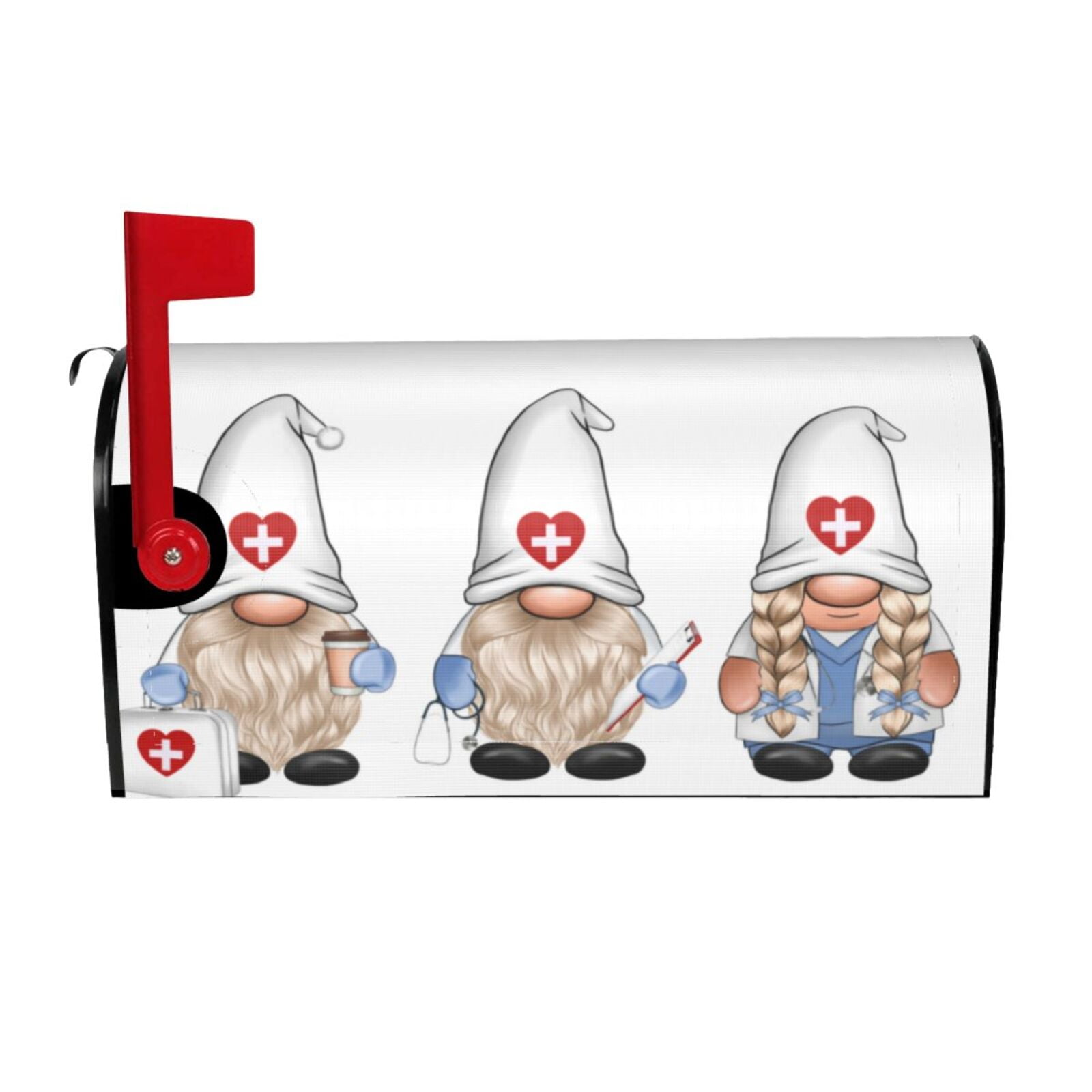 Logiee Nurse doctor gnome Print Post Letter Box Wrap Decor, Mailbox Cover Suitable for Standard Mailbox and Large Size Mailbox,Outdoor Yard Decoration-21x18 in