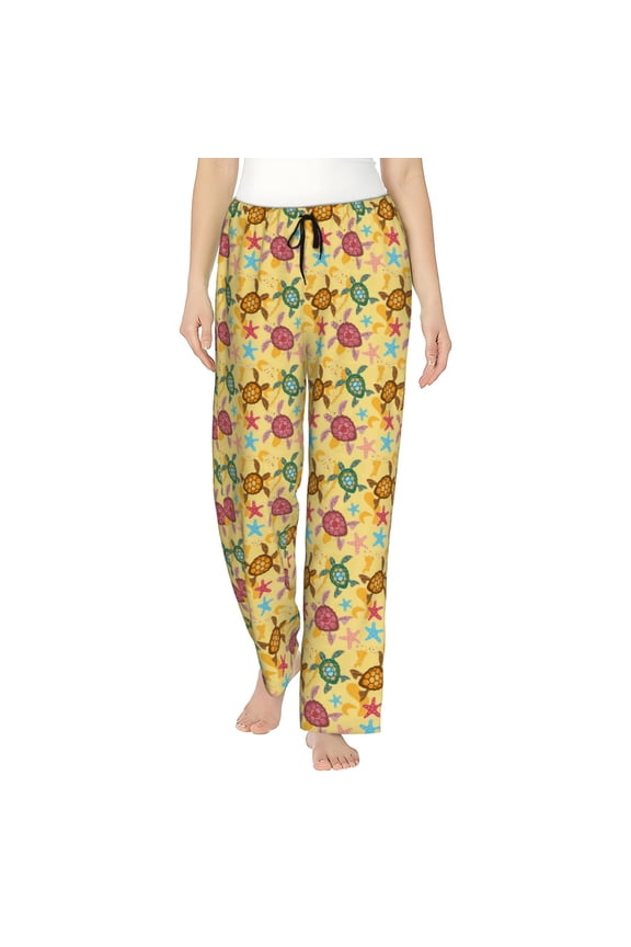 Ocean And Sea And Sand Print Women Pajama Pants,Comfy Pj Bottom with Pockets & Drawstring,Stretch Casual Sleepwear-Large
