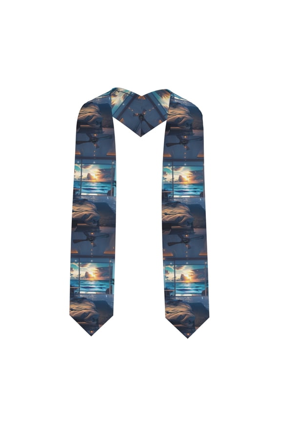 Ocean View Bedroom Print Unisex Adult Graduation Stole Shawl 72" Long for Academic Commencements Shawl-Sharp Corner