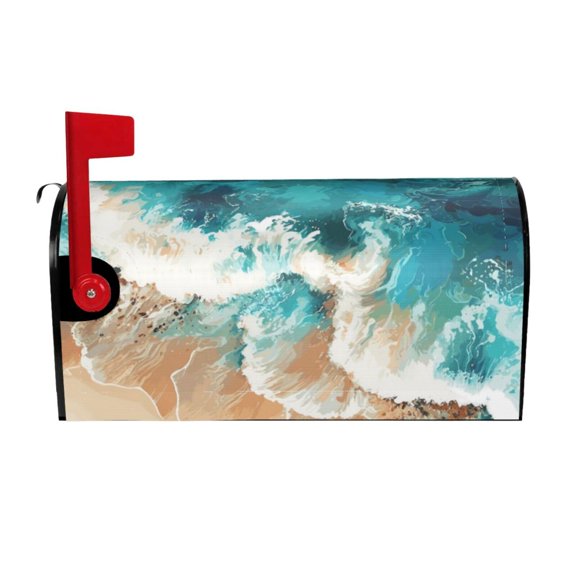 Logiee Ocean Wave Crash Print Post Letter Box Wrap Decor, Mailbox Cover Suitable for Standard Mailbox and Large Size Mailbox,Outdoor Yard Decoration-25.5x21 in