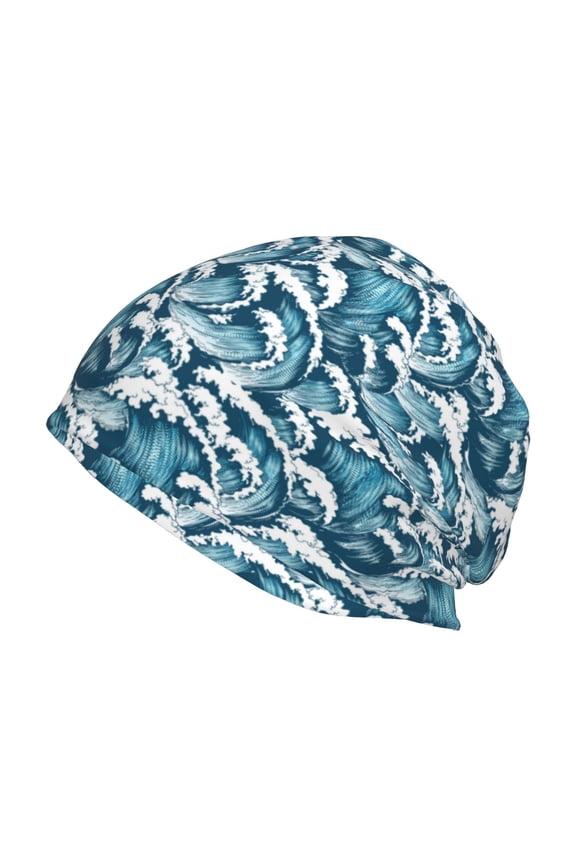 Ocean Waves Print Unisex Knit Beanie for Men Women Winter Hat,Beanies Skull Caps