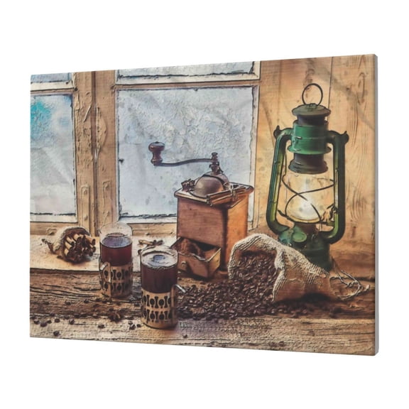 Logiee Oil Lamp Coffee Beans Print Canvas Wall Art,Canvas Picture Prints with Frame, Wall Art Decorative,Canvas Decorative,Suitable for Living Room Bedroom Office Room 30x40