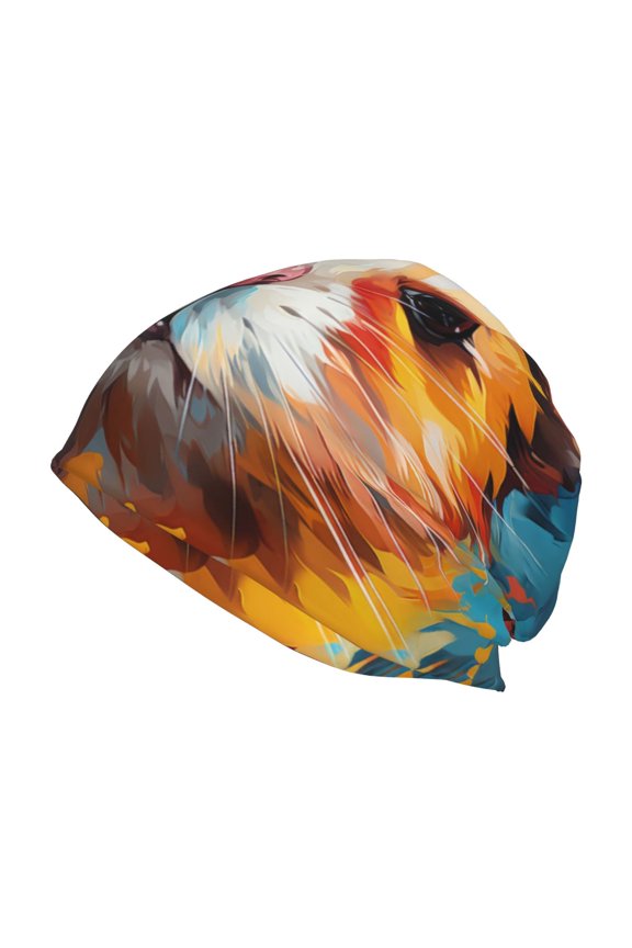 Oil Painting Colorful Hamster Print Unisex Knit Beanie for Men Women Winter Hat,Beanies Skull Caps