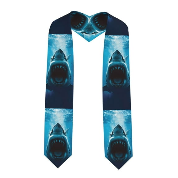Logiee Open-Mouthed Shark Print Unisex Adult Graduation Stole Shawl 72" Long for Academic Commencements Shawl-Sharp Corner