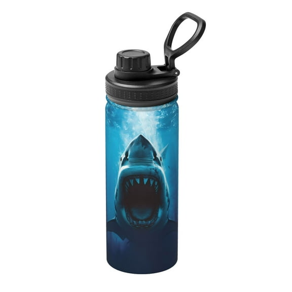 Logiee Open-Mouthed Shark Print Water Bottle,18oz Sports Insulated Kettle for Cycling Gym Basketball Outdoor, Suitable as a Present