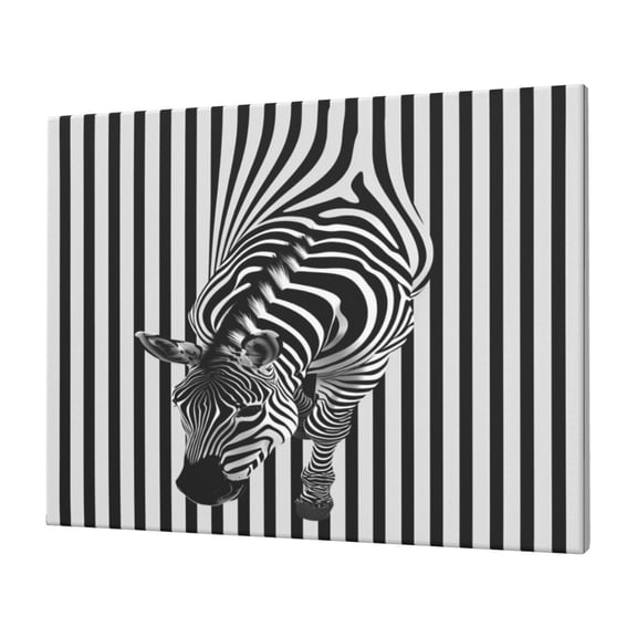 Logiee Optical Zebra Illusion Print Canvas Wall Art,Canvas Picture Prints with Frame, Wall Art Decorative,Canvas Decorative,Suitable for Living Room Bedroom Office Room 30x40