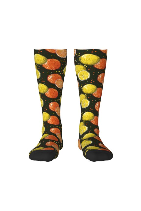Orange Lemon Print Gift Stocking Stuffers,Adult Stockings,Novelty Socks,Funny Socks Birthday Running Walking Sleeping