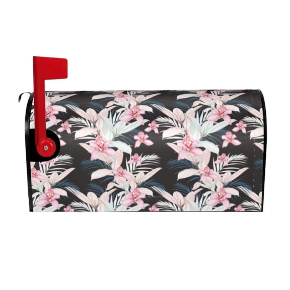 Logiee Orchids Flowers Print Post Letter Box Wrap Decor, Mailbox Cover Suitable for Standard Mailbox and Large Size Mailbox,Outdoor Yard Decoration-21x18 in