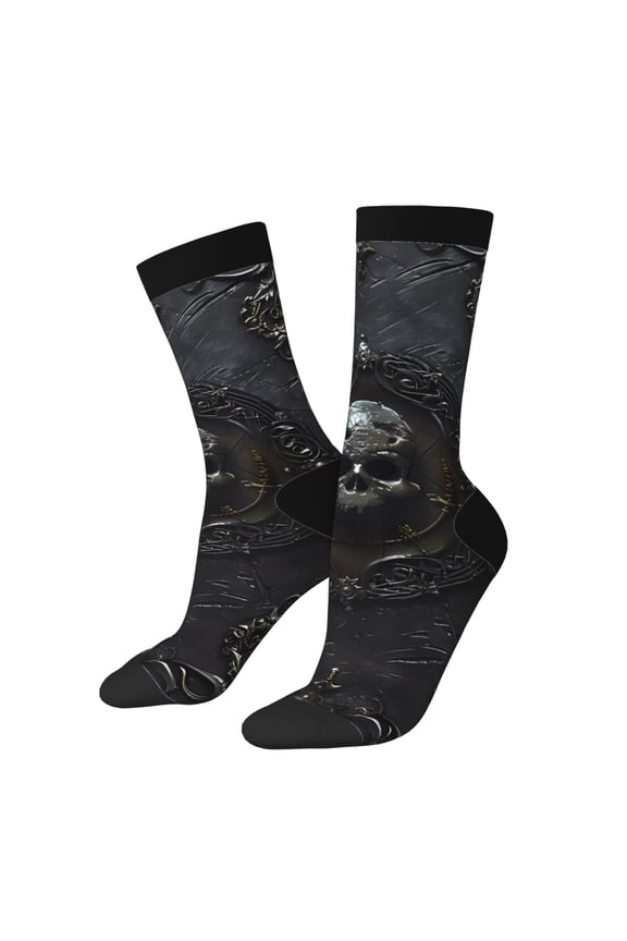 Ornate Dark Skull Book Print Adult Socks for Men & Women,Calf Socks, Ankle Socks,Boots Socks,Breathable Casual Sock,Unisex Crew Socks