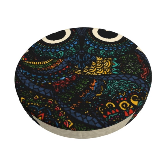 Logiee Owl with Mandala Print Stool Covers Round,Bar Stool Covers,Watedrproof Stool Slipcover with Elastic,Stool Cushion,Round Bar Stool Seat Covers for Bar Round Chair-12 inch