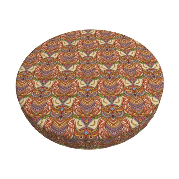 Logiee Owl Mandala Print Stool Covers Round,Bar Stool Covers,Watedrproof Stool Slipcover with Elastic,Stool Cushion,Round Bar Stool Seat Covers for Bar Round Chair-12 inch