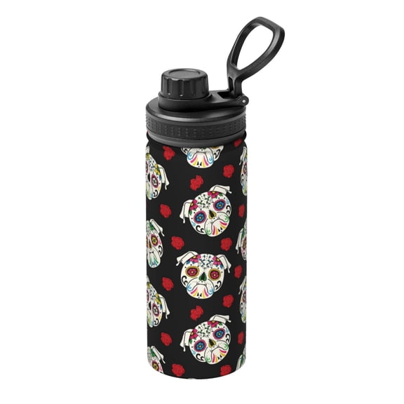 Logiee PUG Print Water Bottle,18oz Sports Insulated Kettle for Cycling Gym Basketball Outdoor, Suitable as a Present