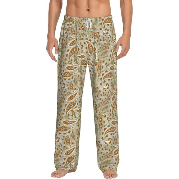 Logiee Paisley Floral 1 Print Pajama Pants for Men,Men’s Pajama Bottoms,Mens PJ Pants with Pockets & Button Fly-X-Large