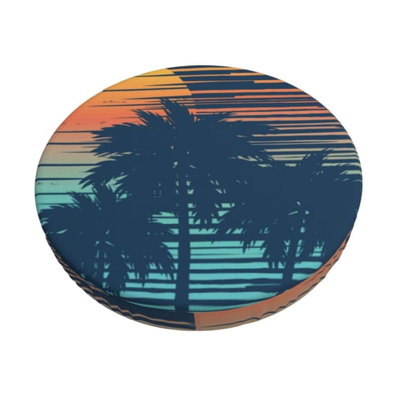 Logiee Palm Trees Print Stool Covers Round,Bar Stool Covers,Watedrproof Stool Slipcover with Elastic,Stool Cushion,Round Bar Stool Seat Covers for Bar Round Chair-13 inch