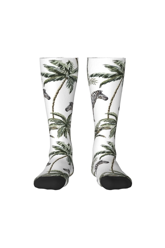 Palm Trees Zebra Print Gift Stocking Stuffers,Adult Stockings,Novelty Socks,Funny Socks Birthday Running Walking Sleeping