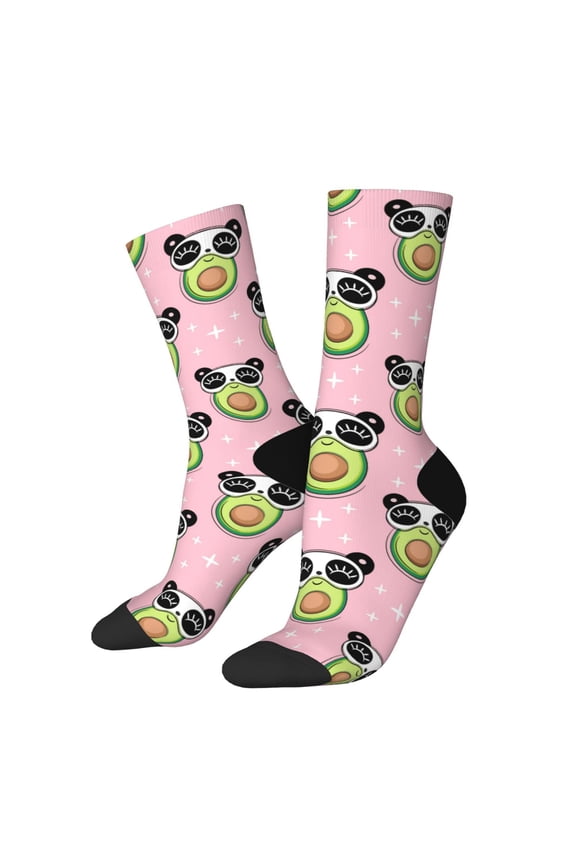 Panda Avocado Print Adult Socks for Men & Women,Calf Socks, Ankle Socks,Boots Socks,Breathable Casual Sock,Unisex Crew Socks