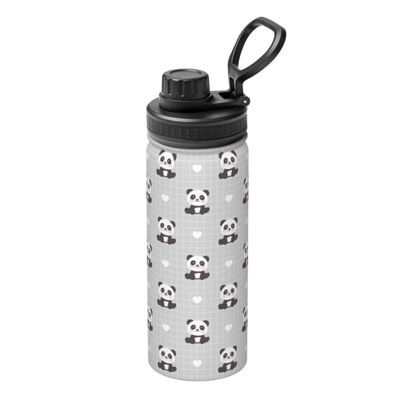 Logiee Panda Bear Print Water Bottle,18oz Sports Insulated Kettle for Cycling Gym Basketball Outdoor, Suitable as a Present