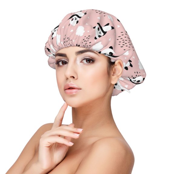 Logiee Panda Flying in the Sky (2) Print Silk Bonnet Satin Bonnet for Sleeping Women and Men,Double Layer Hair Bonnet for Curly Braids Hair