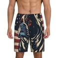 thumbnail image 1 of Logiee Patriotic Bulldog Art Print Men's Pajama Shorts with Drawstring & Pockets,Sleep Shorts for Men,Sleepwear Bottoms,Elastic Waistband Loungewear-XX-Large, 1 of 6