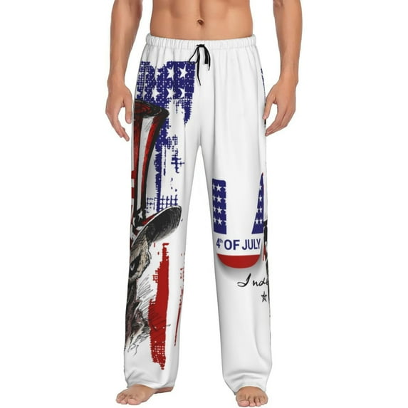 Logiee Patriotic Skull Art Print Pajama Pants for Men,Men’s Pajama Bottoms,Mens PJ Pants with Pockets & Button Fly-Small