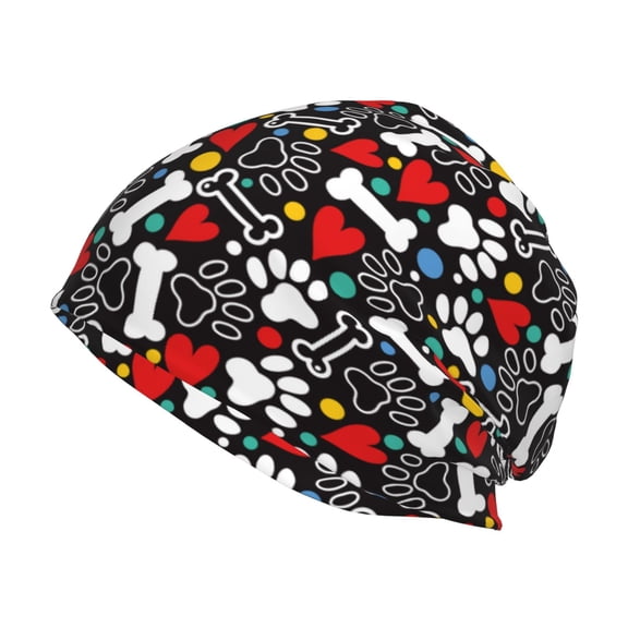 Logiee Paw And Bones Print Unisex Knit Beanie for Men Women Winter Hat,Beanies Skull Caps