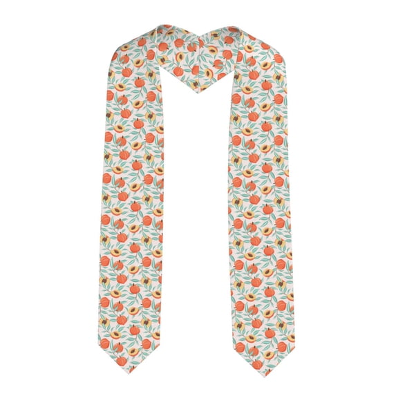 Logiee Peach Print Unisex Adult Graduation Stole Shawl 72" Long for Academic Commencements Shawl-Sharp Corner