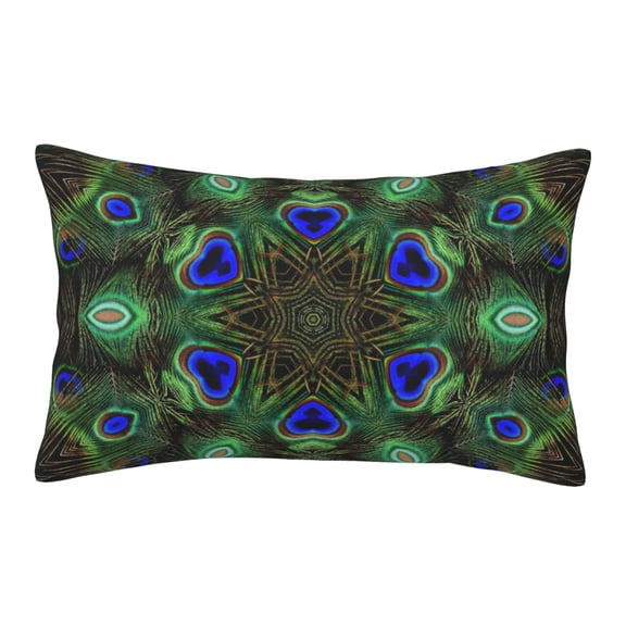Logiee Peacock Feathers Print Pillow Case,Throw Pillow Covers, Double Sided Plush Cushion Cover for Couch Sofa Bed, Only Pillowcase-14"x20"