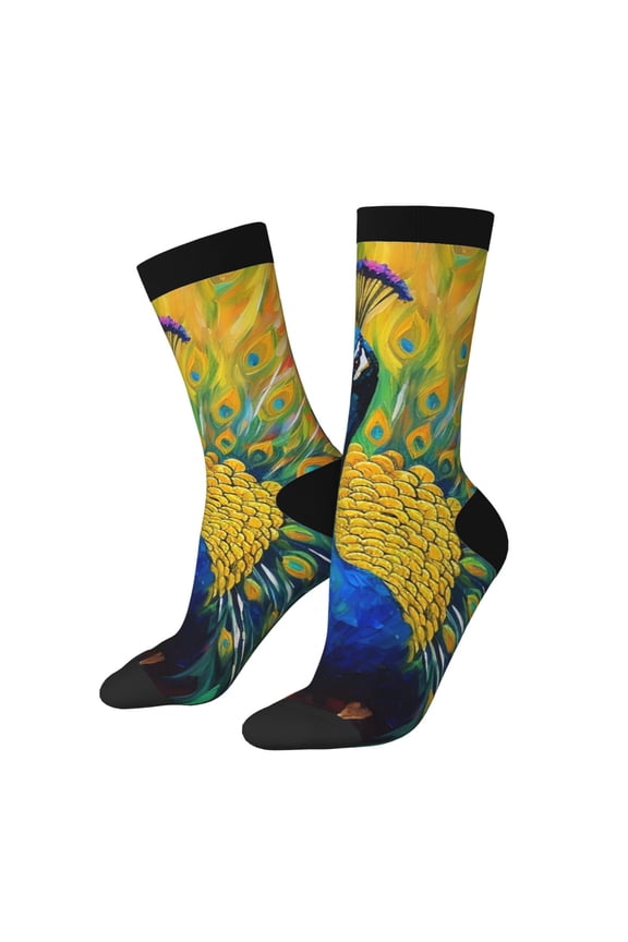 Peacocks Print Adult Socks for Men & Women,Calf Socks, Ankle Socks,Boots Socks,Breathable Casual Sock,Unisex Crew Socks