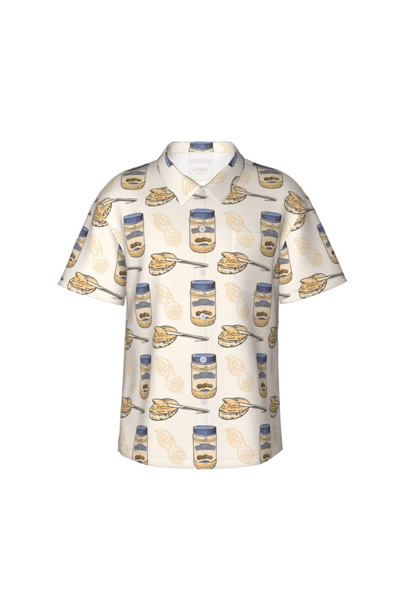 Peanuts Print Mens Hawaiian Shirts,Loose-Fit Short Sleeve Button Down Tropical Aloha Beach Shirt,Summer Vacation Wedding Tops,Small
