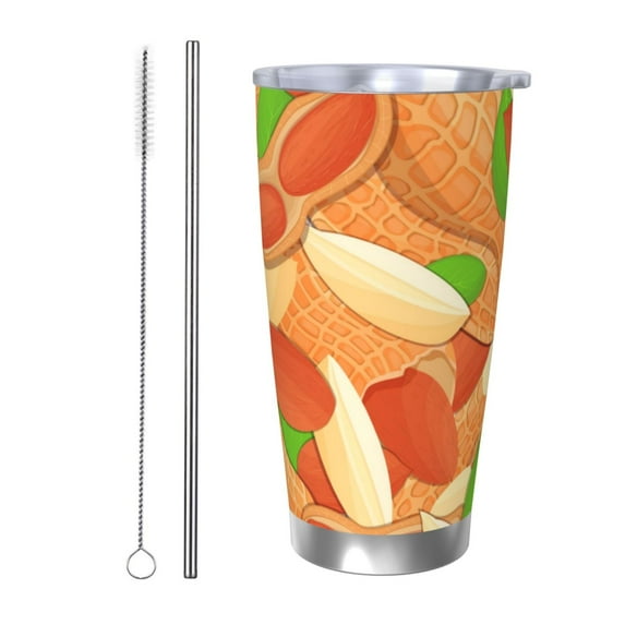 Logiee Peanuts1 Print 20OZ Car Cup with Lid, Stainless Steel Vacuum Insulated Double Wall Travel Tumbler, Durable Insulated Coffee Mug,Thermal Cup with Straw-Straw Two-piece Set