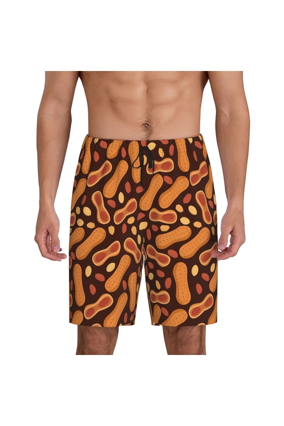 Peanuts2 Print Men's Pajama Shorts with Drawstring & Pockets,Sleep Shorts for Men,Sleepwear Bottoms,Elastic Waistband Loungewear-Large