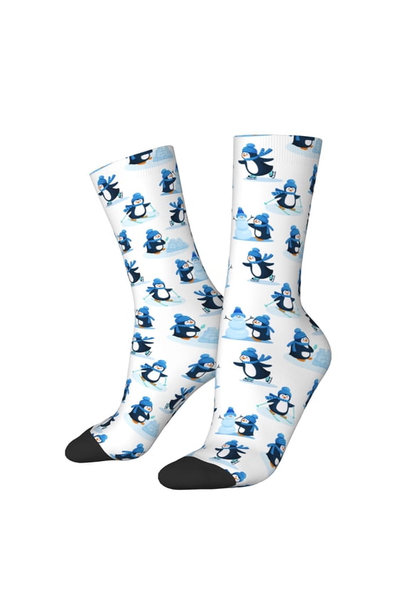 Penguin Winter Fun Print Adult Socks for Men & Women,Calf Socks, Ankle Socks,Boots Socks,Breathable Casual Sock,Unisex Crew Socks