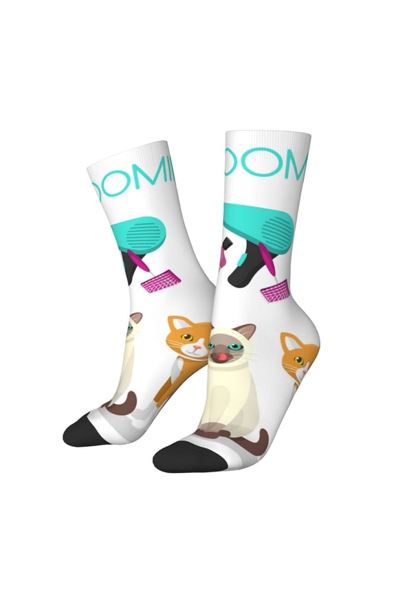 Pet Care Grooming Print Adult Socks for Men & Women,Calf Socks, Ankle Socks,Boots Socks,Breathable Casual Sock,Unisex Crew Socks