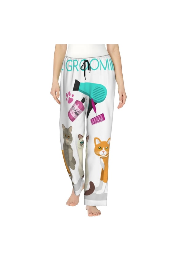 Pet Care Grooming Print Women Pajama Pants,Comfy Pj Bottom with Pockets & Drawstring,Stretch Casual Sleepwear-XX-Large