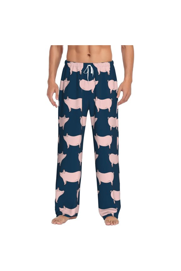 Pig 1 Print Pajama Pants for Men,Men’s Pajama Bottoms,Mens PJ Pants with Pockets & Button Fly-Large