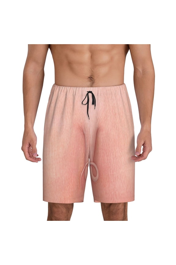 Pig'S Tail Print Men's Pajama Shorts with Drawstring & Pockets,Sleep Shorts for Men,Sleepwear Bottoms,Elastic Waistband Loungewear-Medium