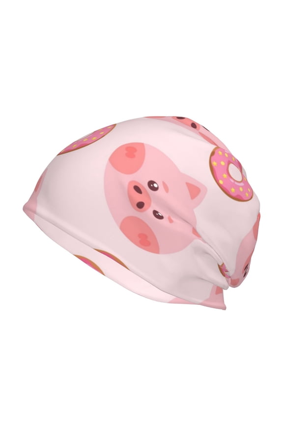 Pigs Head And Donuts Print Unisex Knit Beanie for Men Women Winter Hat,Beanies Skull Caps