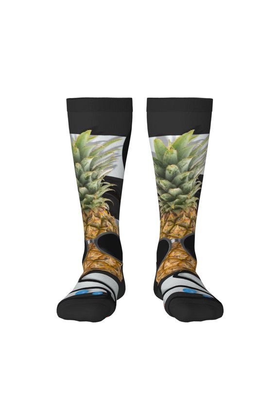 Pineapple With Black Glasses Print Gift Stocking Stuffers,Adult Stockings,Novelty Socks,Funny Socks Birthday Running Walking Sleeping